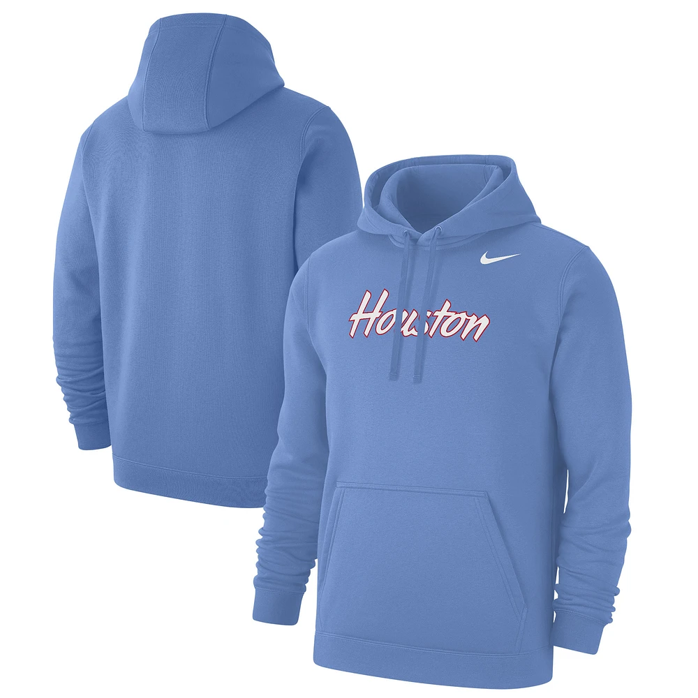 Men's Nike  Light Blue Houston Cougars Logo Club Fleece Pullover Hoodie