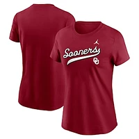 Women's Jordan Brand Crimson Oklahoma Sooners Local Script T-Shirt