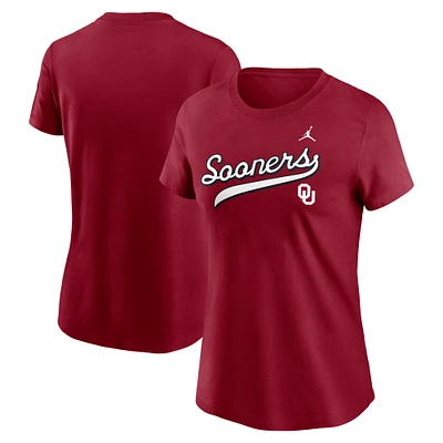 Women's Jordan Brand Crimson Oklahoma Sooners Local Script T-Shirt