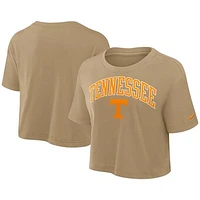 Women's Nike Tan Tennessee Volunteers Power Pursuit Athletic Prep Arch Performance Cropped T-Shirt