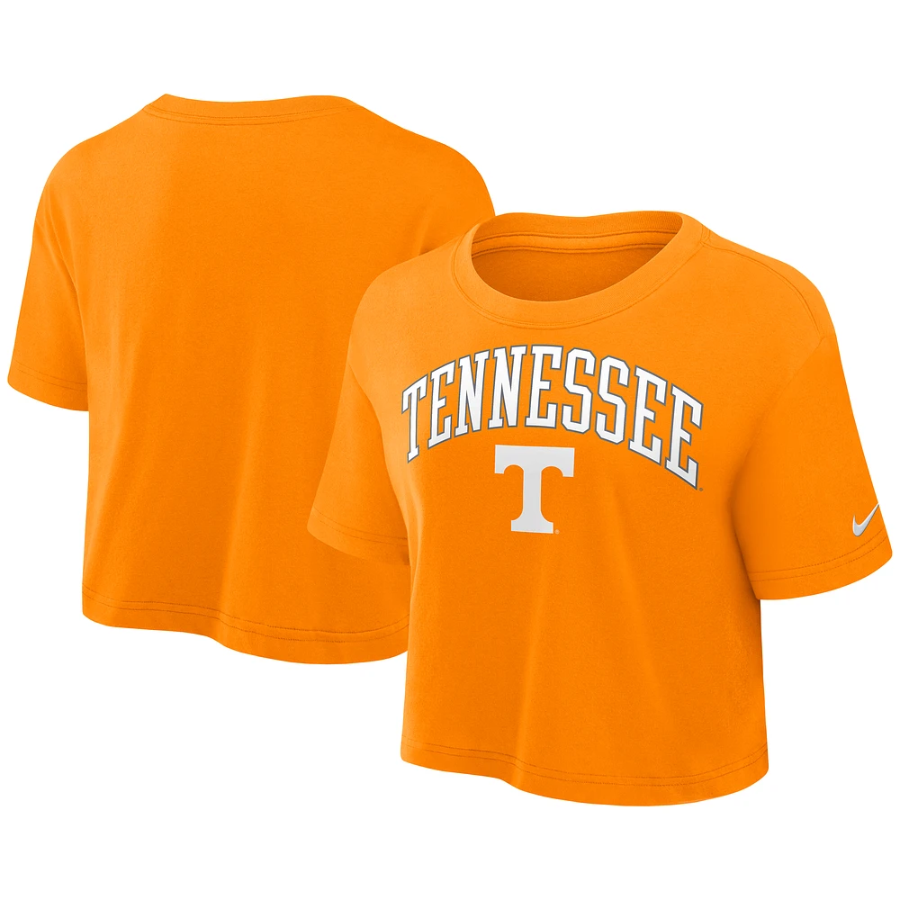 Women's Nike Tennessee Orange Volunteers Power Pursuit Athletic Prep Arch Performance Cropped T-Shirt