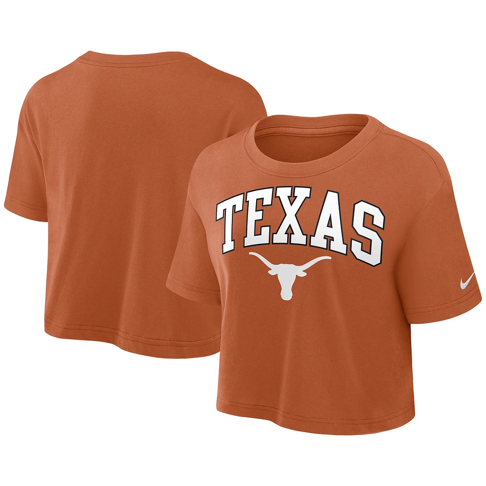Women's Nike Texas Orange Longhorns Power Pursuit Athletic Prep Arch Performance Cropped T-Shirt