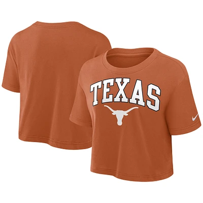 Women's Nike Texas Orange Longhorns Power Pursuit Athletic Prep Arch Performance Cropped T-Shirt