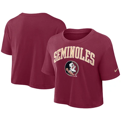 Women's Nike Garnet Florida State Seminoles Power Pursuit Athletic Prep Arch Performance Cropped T-Shirt