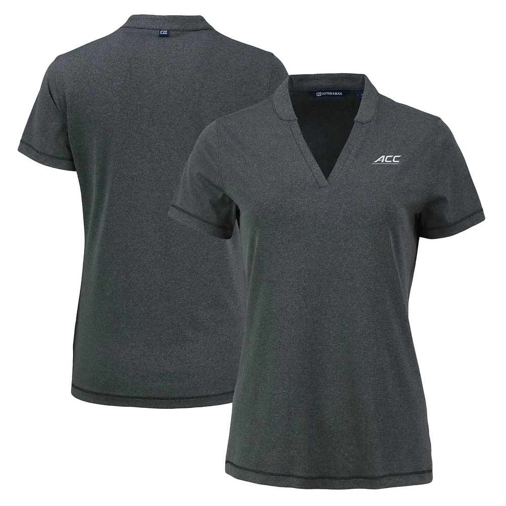 Women's Cutter & Buck Heather Black ACC Forge Blade Collar V-Neck Top