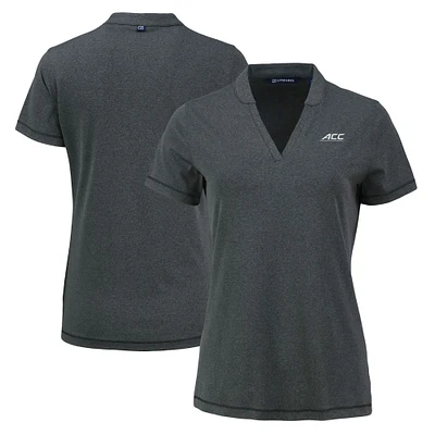 Women's Cutter & Buck Heather Black ACC Forge Blade Collar V-Neck Top