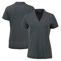 Women's Cutter & Buck  Heather Black Cornell Big Red Forge Blade Collar V-Neck Top