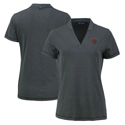 Women's Cutter & Buck  Heather Black Cornell Big Red Forge Blade Collar V-Neck Top