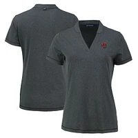 Women's Cutter & Buck  Heather Black Cornell Big Red Forge Blade Collar V-Neck Top