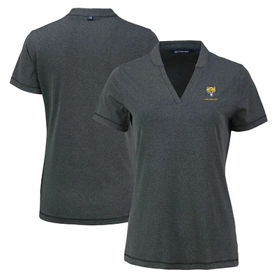Women's Cutter & Buck  Heather Black Fort Valley State Wildcats Forge Blade Collar V-Neck Top