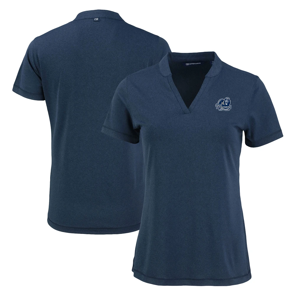 Women's Cutter & Buck Heather Navy Old Dominion Monarchs Forge Blade Collar V-Neck Top