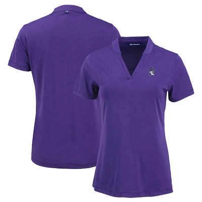 Women's Cutter & Buck Heather Northwestern Wildcats Forge Blade Collar V-Neck Top