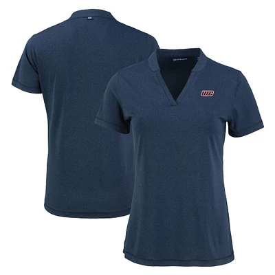 Women's Cutter & Buck Heather Navy UIC Flames  Forge Heathered Stretch Blade Top