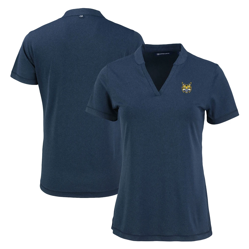 Women's Cutter & Buck Heather Navy Quinnipiac Bobcats Forge Heathered Stretch Blade Top