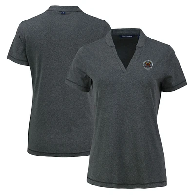 Women's Cutter & Buck Heather Black Virginia Military Institute Keydets  Forge Heathered Stretch Blade Top