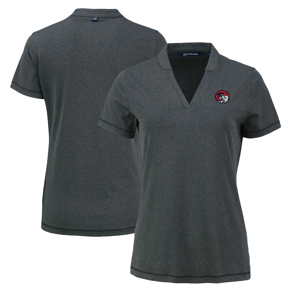 Women's Cutter & Buck Heather Black Winston-Salem State Rams Forge Heathered Stretch Blade Top