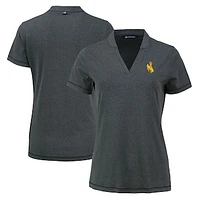 Women's Cutter & Buck Heather Black Wyoming Cowboys  Forge Heathered Stretch Blade Top