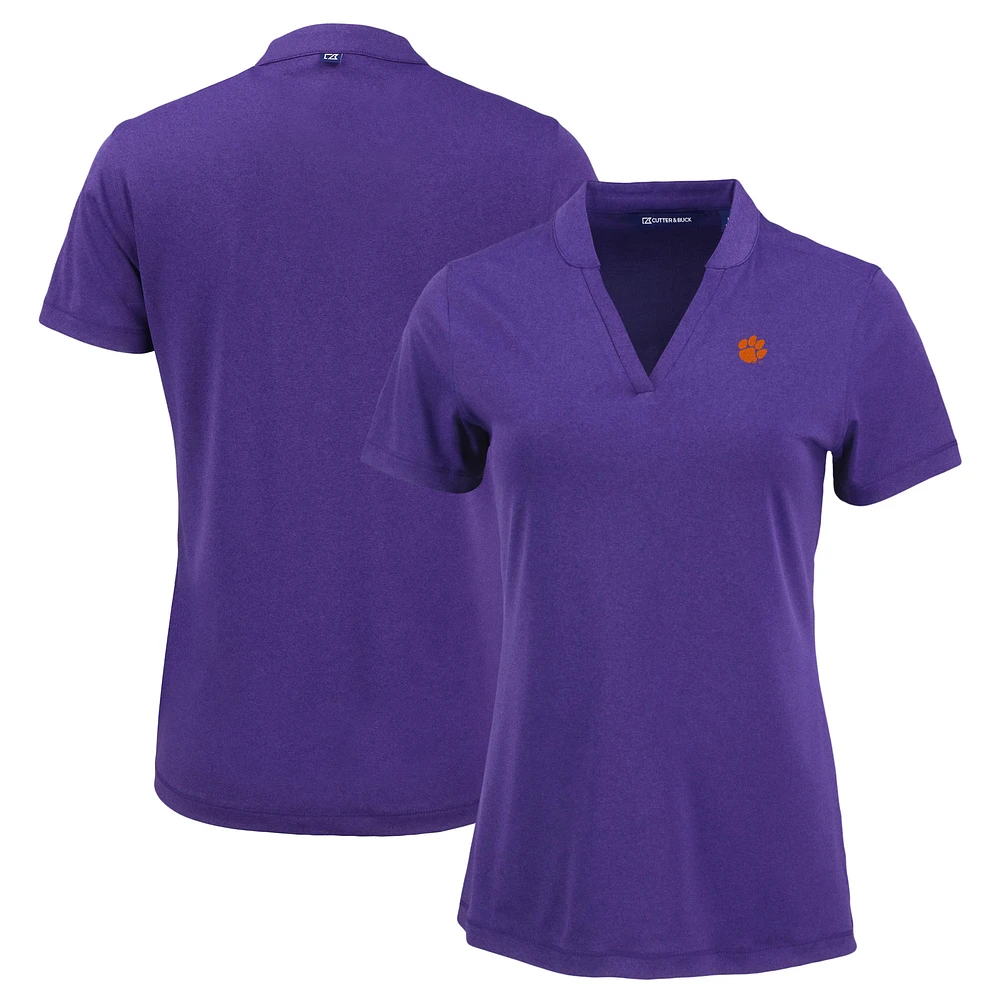 Women's Cutter & Buck Heather Clemson Tigers Forge Heathered Stretch Blade Top