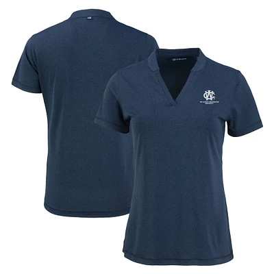 Women's Cutter & Buck Heather Navy George Washington University Vintage Logo Forge Heathered Stretch Blade Top