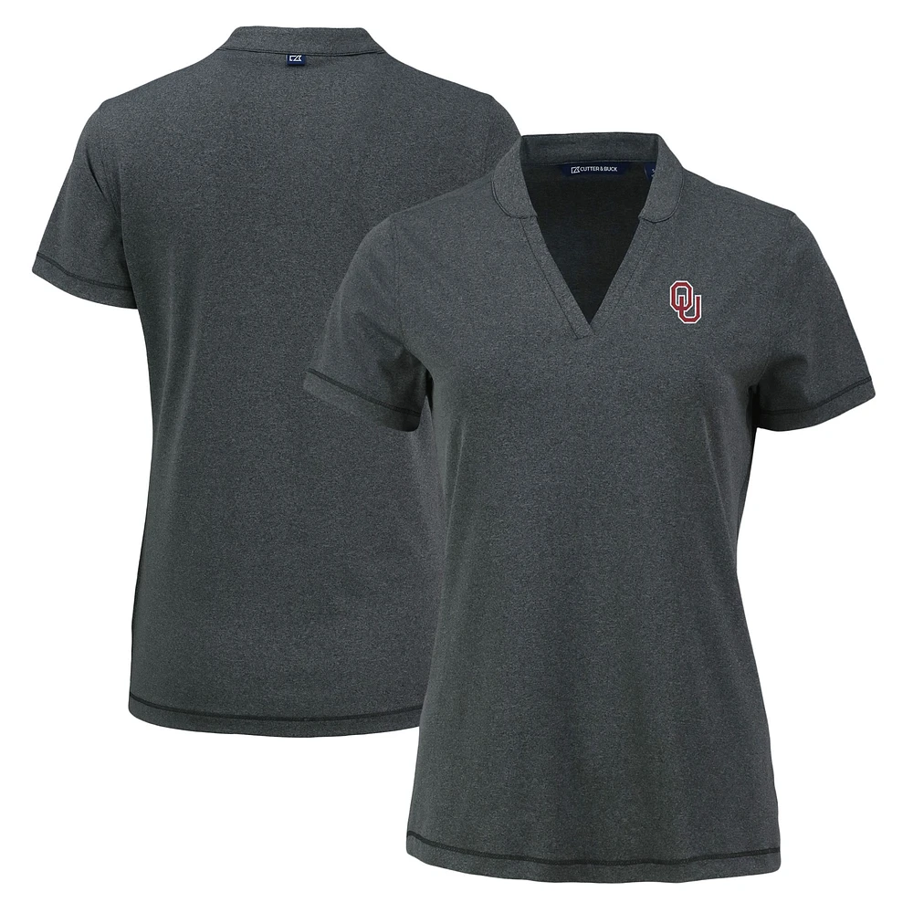 Women's Cutter & Buck Heather Black Oklahoma Sooners Forge Heathered Stretch Blade Top