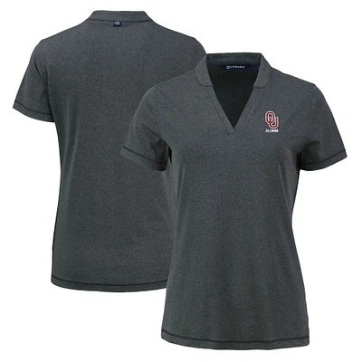 Women's Cutter & Buck Heather Black Oklahoma Sooners Alumni Forge Heathered Stretch Blade Top