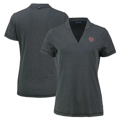Women's Cutter & Buck Heather Black Oklahoma Sooners Vintage Logo Forge Heathered Stretch Blade Top