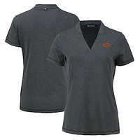 Women's Cutter & Buck Heather Black Oklahoma State Cowboys  Forge Heathered Stretch Blade Top