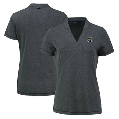 Women's Cutter & Buck Heather Black Wichita State Shockers Vintage Logo Forge Heathered Stretch Blade Top