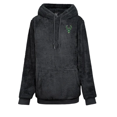 Unisex By Jill Martin Black Milwaukee Bucks Oversized Lounge Pullover Hoodie