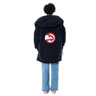 Unisex the Best Lounger World By Jill Martin Navy Atlanta Hawks Oversized Open-Front Hoodie Sweater