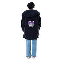 Unisex the Best Lounger World By Jill Martin Black Sacramento Kings Oversized Open-Front Hoodie Sweater