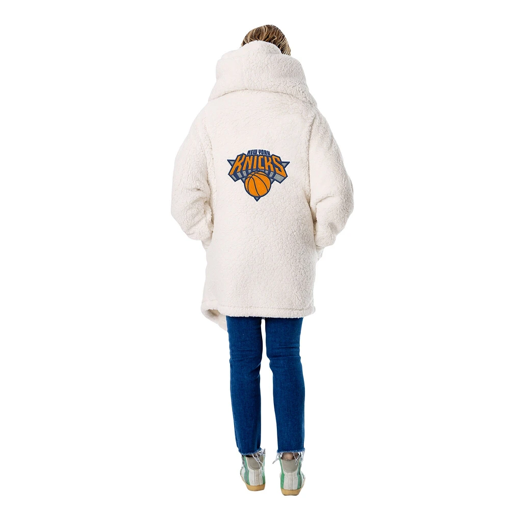 Unisex The Best Lounger in the World By Jill Martin Cream New York Knicks Oversized Open-Front Hoodie Sweater