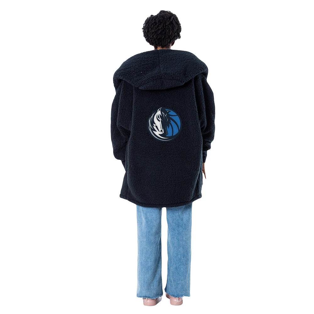 Unisex the Best Lounger World By Jill Martin Black Dallas Mavericks Oversized Open-Front Hoodie Sweater