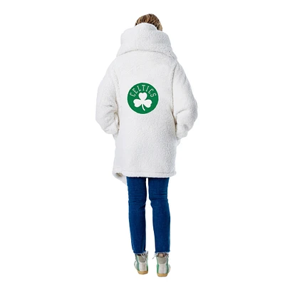 Unisex the Best Lounger World By Jill Martin Boston Celtics Oversized Open-Front Hoodie Sweater