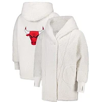 Unisex the Best Lounger World By Jill Martin Cream Chicago Bulls Oversized Open-Front Hoodie Sweater