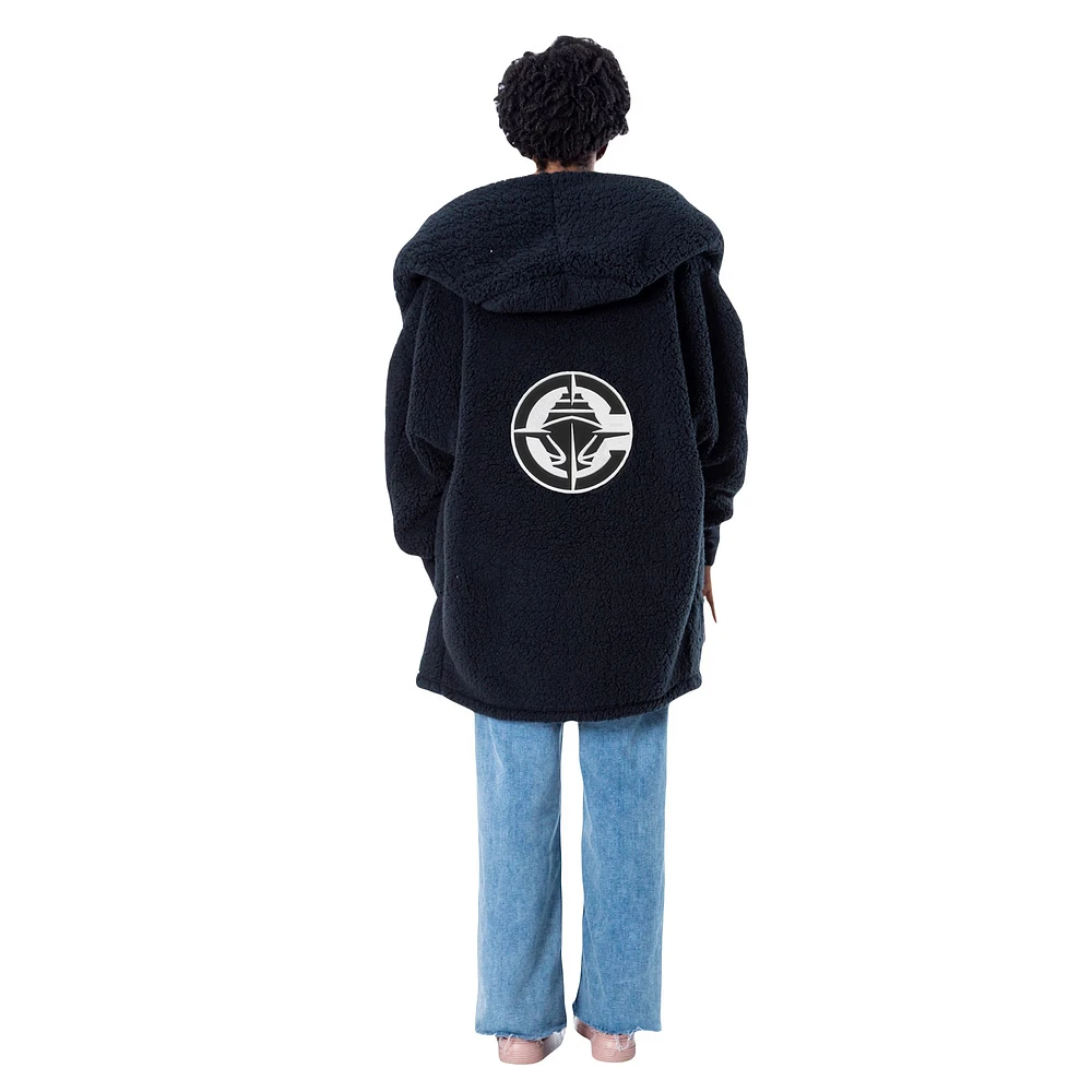 Unisex the Best Lounger World By Jill Martin Black LA Clippers Oversized Open-Front Hoodie Sweater