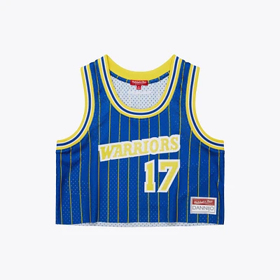 Women's Mitchell & Ness x DANNIJO Chris Mullin Royal Golden State Warriors Fashion Cropped Basketball Jersey