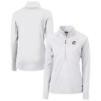 Women's Cutter & Buck White Western Michigan Broncos Adapt Eco Knit Stretch Recycled Raglan Half-Zip Pullover Top