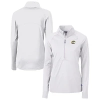 Women's Cutter & Buck White Western Michigan Broncos Adapt Eco Knit Stretch Recycled Raglan Half-Zip Pullover Top