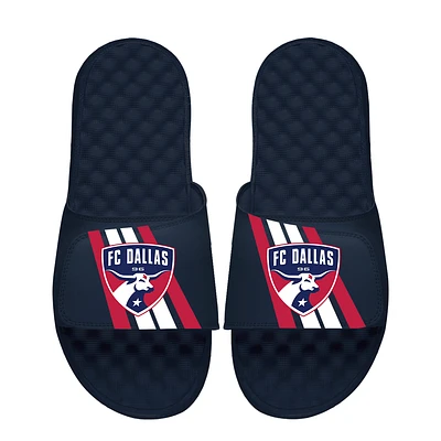 Youth ISlide Navy FC Dallas Vertical Stripes Slide Sandals