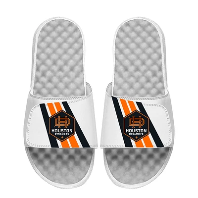 Youth ISlide White Houston Dynamo FC Vertical Stripes Slide Sandals