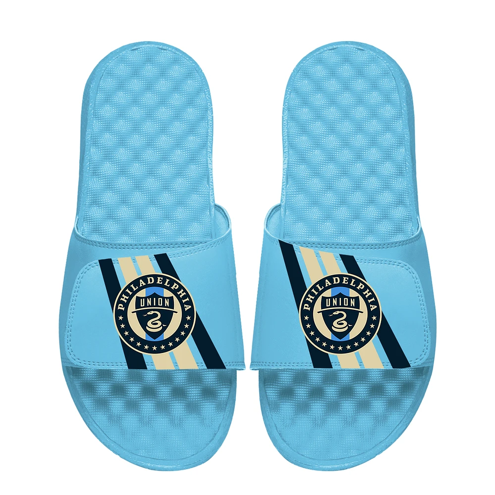 Men's ISlide Blue Philadelphia Union Vertical Stripes Slide Sandals