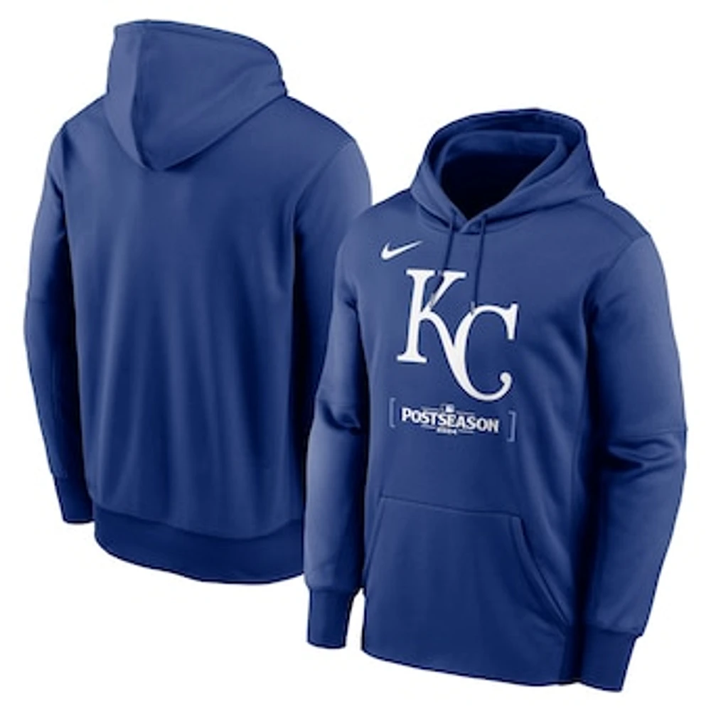 Men's Nike Royal Kansas City Royals 2024 MLB Postseason Authentic Collection Therma Pullover Hoodie