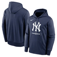 Men's Nike Navy New York Yankees 2024 MLB Postseason Authentic Collection Therma Pullover Hoodie