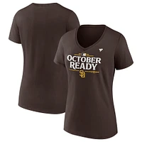 Women's Fanatics Brown San Diego Padres 2024 MLB Postseason Locker Room V-Neck T-Shirt