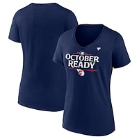 Women's Fanatics Navy Cleveland Guardians 2024 MLB Postseason Locker Room V-Neck T-Shirt