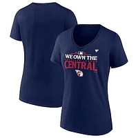 Women's Fanatics  Navy Cleveland Guardians 2024 AL Central Division Champions Locker Room V-Neck T-Shirt