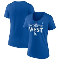 Women's Fanatics  Royal Los Angeles Dodgers 2024 NL West Division Champions Locker Room V-Neck T-Shirt