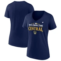 Women's Fanatics  Navy Milwaukee Brewers 2024 NL Central Division Champions Locker Room V-Neck T-Shirt