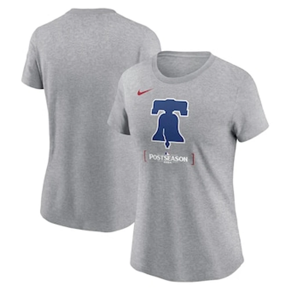 Women's Nike  Heather Gray Philadelphia Phillies 2024 MLB Postseason Authentic Collection T-Shirt